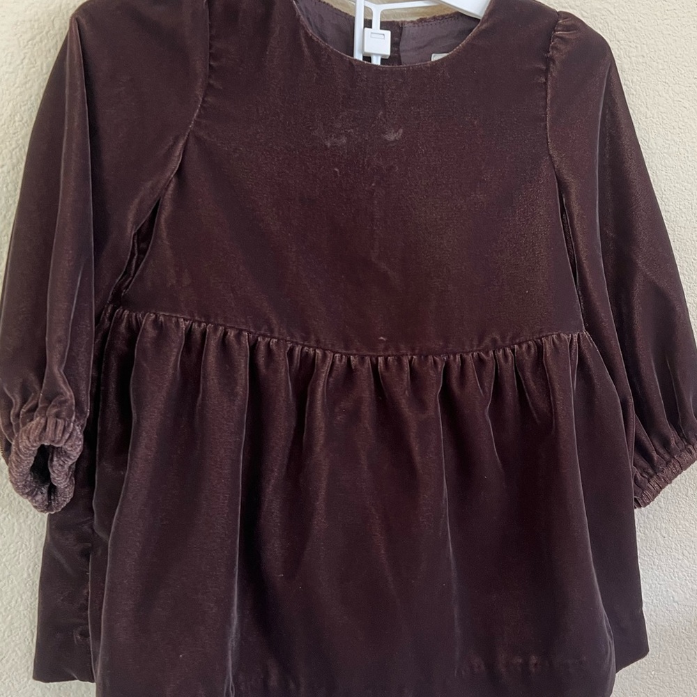 Banana Republic brown velvet baby dress with diaper cover 18-24m